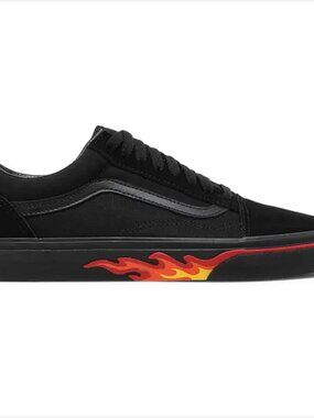 Vans Old Skool Flame Wall Black Low Top Sneakers Men US 9.5